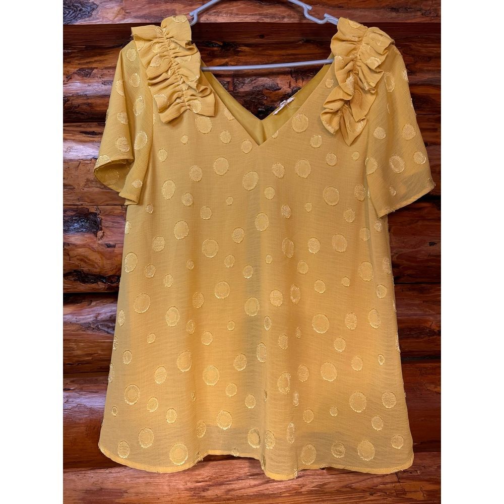 Jodifl Ruffled V-Neck‎ Lined Blouse Size Small